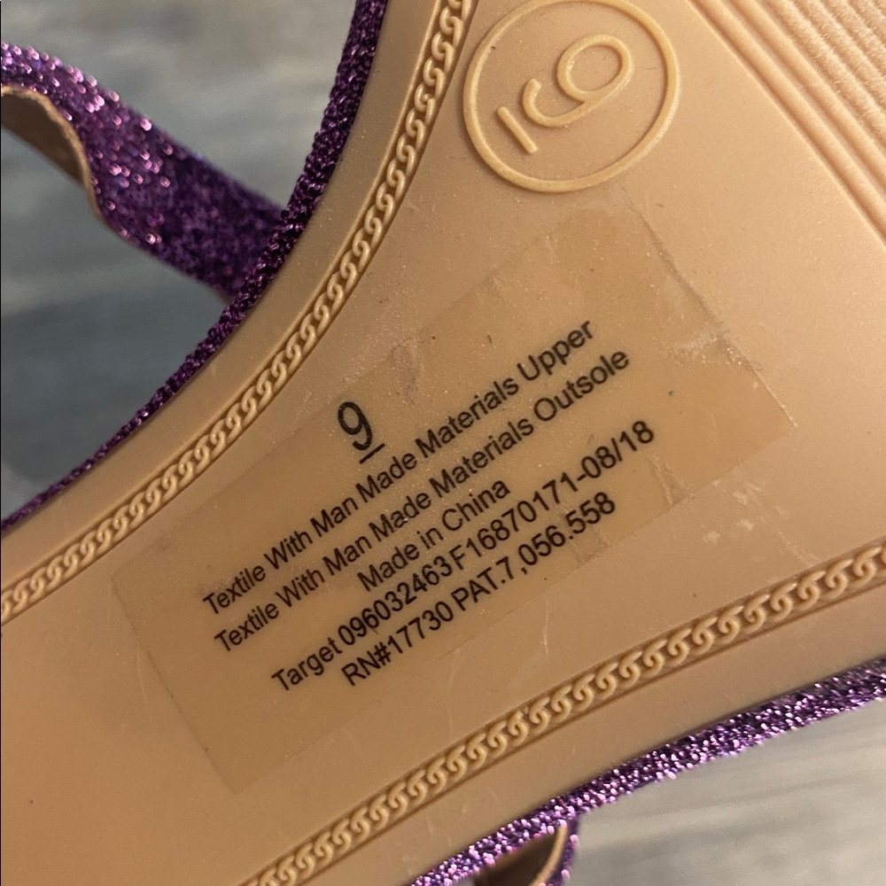 EUC Purple Glitter Open Toe Heeled Glam Girly Sandals Heels 9 - Picture 7 of 8